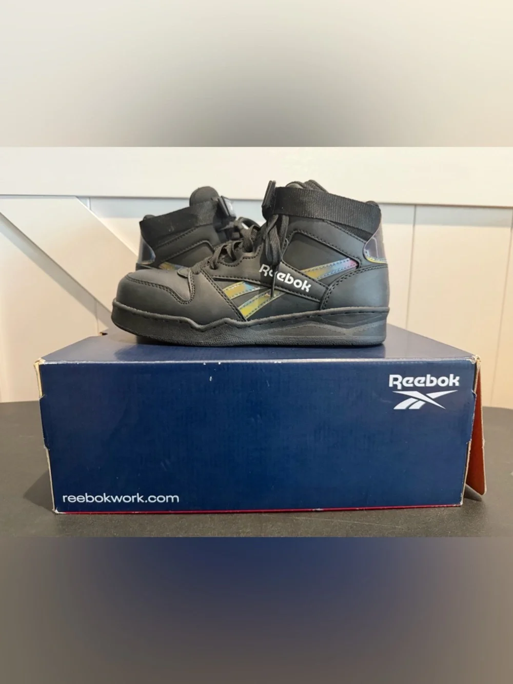Reebok Black High-Top Sneakers with Iridescent Accent